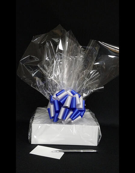 Medium Box - Clear Cellophane - Blue & Silver Bow - 18 Cookies and Brownies