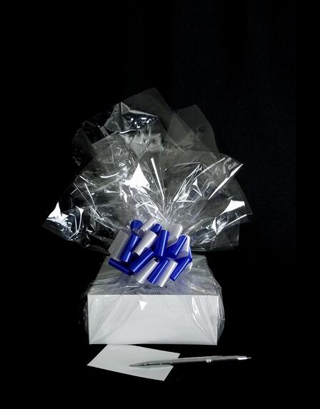 Small Box - Clear Cellophane - Blue & Silver Bow - 12 Cookies and Brownies