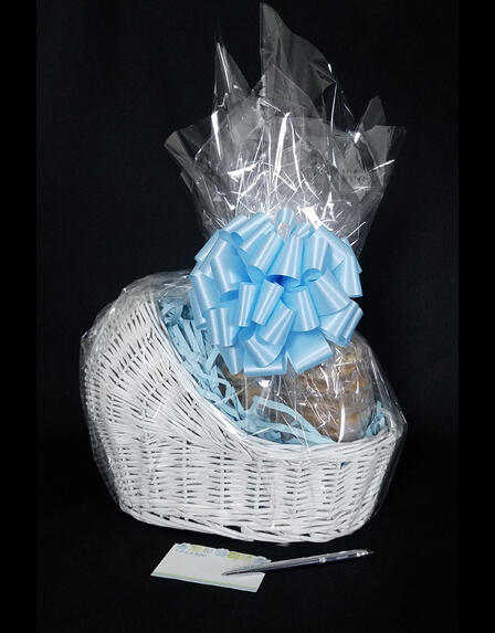 Baby Bassinet - Baby Blue Bow - 24 Cookies and Brownies