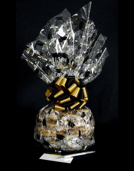 Super Cellophane - Graduation Cap Cellophane - Black & Gold Bow - 42 Cookies and Brownies