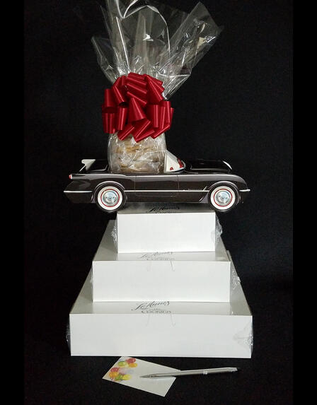 Super Tower - Black Classic Car - Clear Cellophane - Red Bow