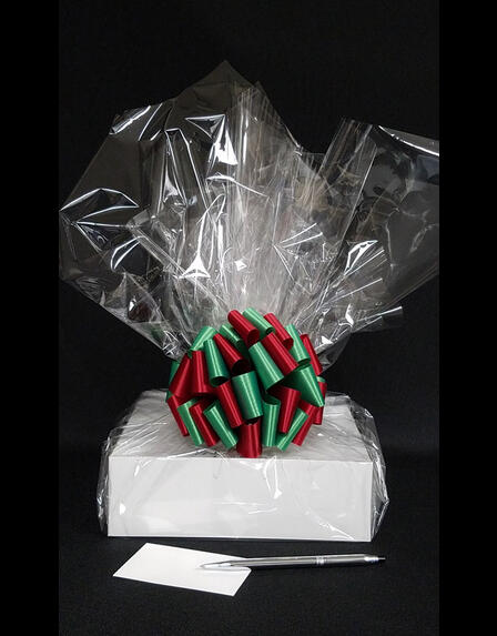 Medium Box - Clear Cellophane - Red & Green Bow - 18 Cookies and Brownies
