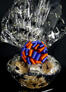Large Basket - Graduation Cap Cellophane - Blue & Orange Bow - 36 Cookies and Brownies