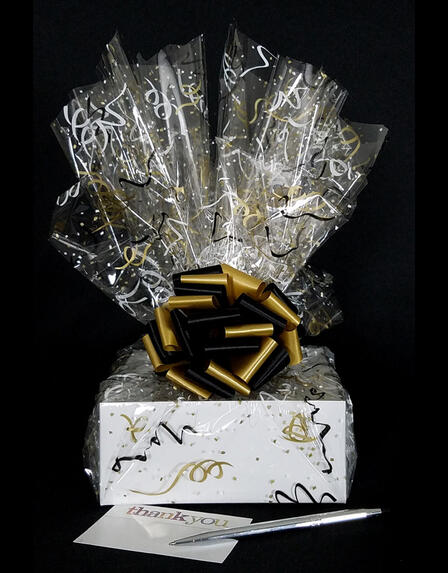 Small Box - Black & Gold Cellophane - Black & Gold Bow - 12 Cookies and Brownies