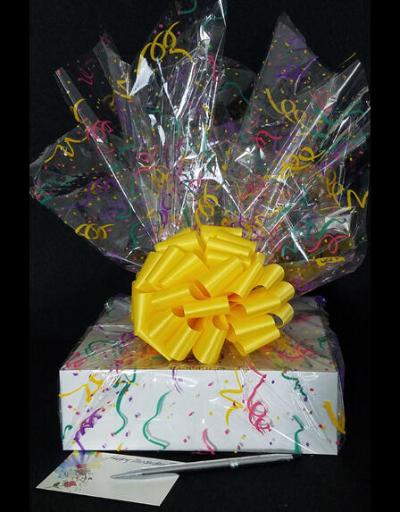 Medium Box - Confetti Cellophane - Yellow Bow - 18 Cookies and Brownies