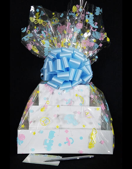 Super Tower - Baby Cellophane - Baby Blue Bow - 72 Cookies and Brownies