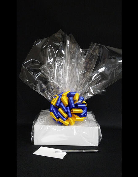Medium Box - Clear Cellophane - Blue & Yellow Bow - 18 Cookies and Brownies