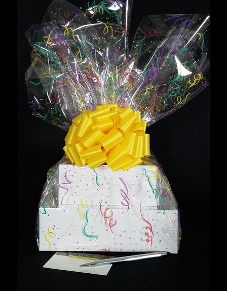 Large Tower - Confetti Cellophane - Yellow Bow - 36 Cookies and Brownies