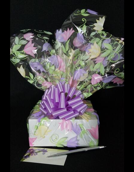 Small Box - Lily Cellophane - Lavender Bow - 12 Cookies and Brownies