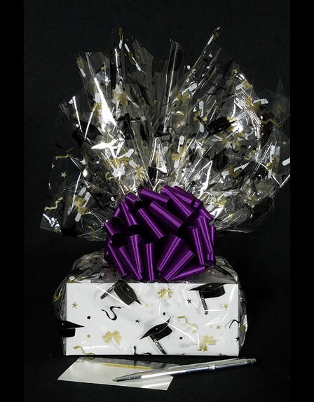 Small Box - Graduation Cap Cellophane - Purple Bow - 12 Cookies and Brownies