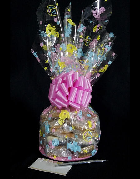 Medium Cellophane - Baby Cellophane - Baby Pink Bow - 24 Cookies and Brownies