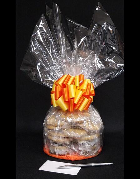 Medium Cellophane - Clear Cellophane - Orange & Yellow Bow - 24 Cookies and Brownies