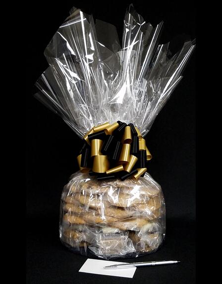 Large Cellophane - Clear Cellophane - Black & Gold Bow - 30 Cookies and Brownies