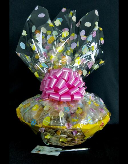 Super Basket - Easter Egg Cellophane - Pink Bow - 60 Cookies and Brownies