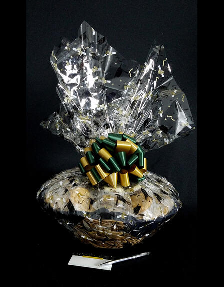 Super Basket - Graduation Cap Cellophane - Green & Gold Bow - 60 Cookies and Brownies
