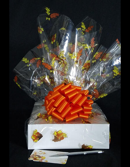 Medium Box - Fall Leaves Cellophane - Orange Bow - 18 Cookies and Brownies