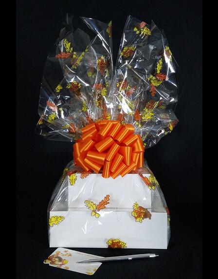 Large Tower - Fall Leaves Cellophane - Orange Bow - 36 Cookies and Brownies