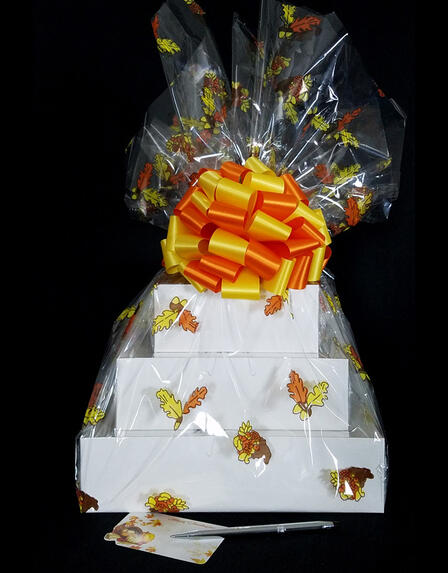 Super Tower - Fall Leaves Cellophane - Orange & Yellow Bow - 72 Cookies and Brownies