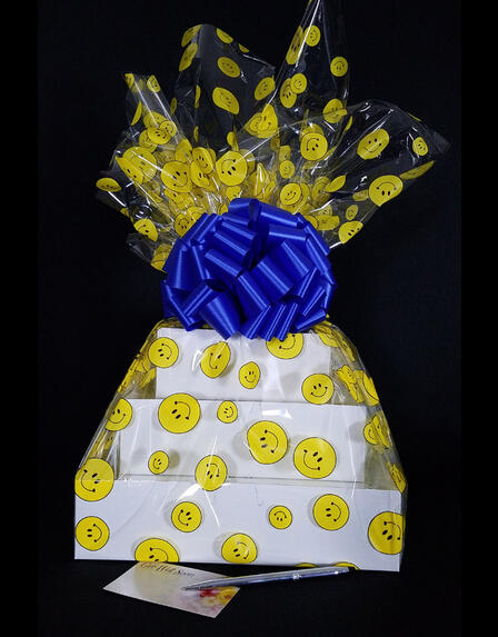 Super Tower - Smiley Cellophane - Blue Bow - 72 Cookies and Brownies