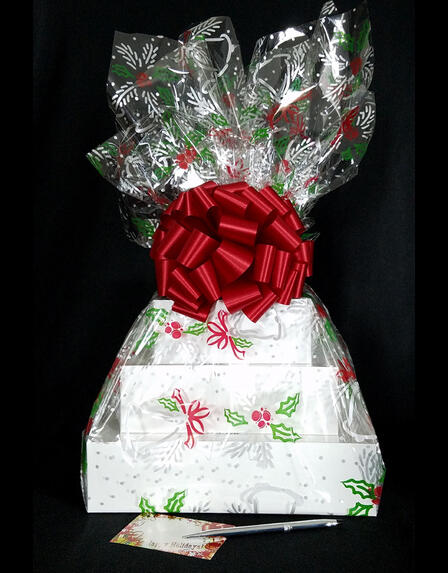 Super Tower - Holly & Berries Cellophane - Red Bow - 72 Cookies and Brownies