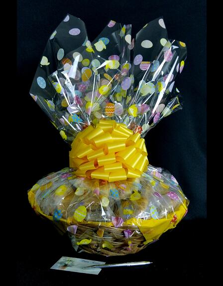 Super Basket - Easter Egg Cellophane - Yellow Bow - 60 Cookies and Brownies