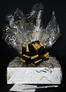 Medium Box - Black & Gold Confetti Cellophane - Black & Gold Bow - 18 Cookies and Brownies