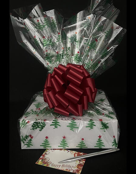 Medium Box - Christmas Tree Cellophane - Red Bow - 18 Cookies and Brownies