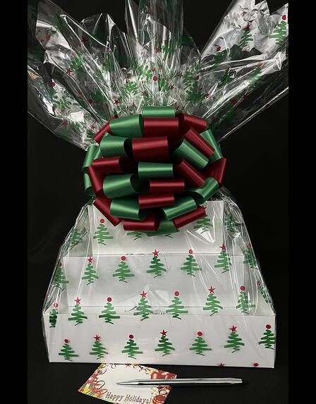 Super Tower - Christmas Tree Cellophane - Red & Green Bow - 72 Cookies and Brownies
